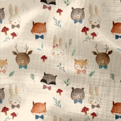 Printed Double Gauze TYRESTA Ecru / Brown